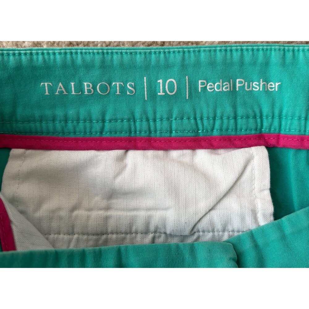 Talbots Womens Size 10 Aqua Green Pedal Pusher Pants Casual Cropped Style - Picture 5 of 8